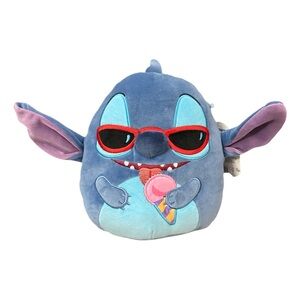 Disney Stitch Squishmallow Plush with Red Sunglasses and Ice Cream Cone NWT